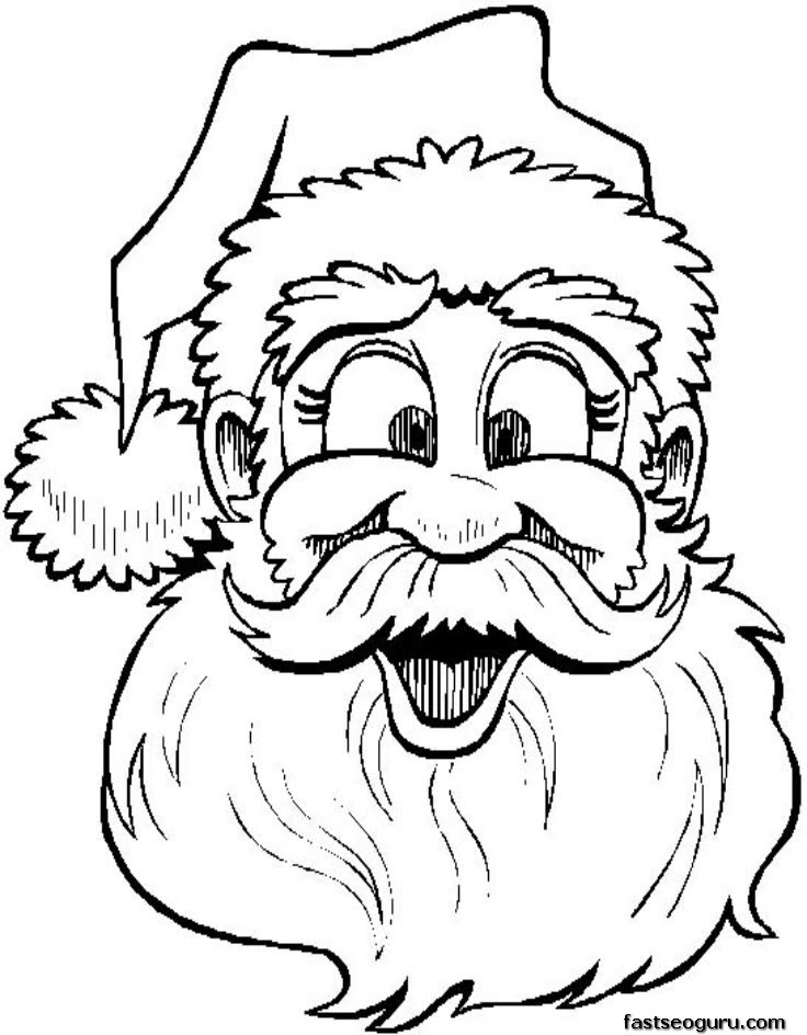Printable coloring sheet Santa Claus says Merry Christmas to children 